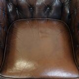 English Chesterfield armchair in sheepskin