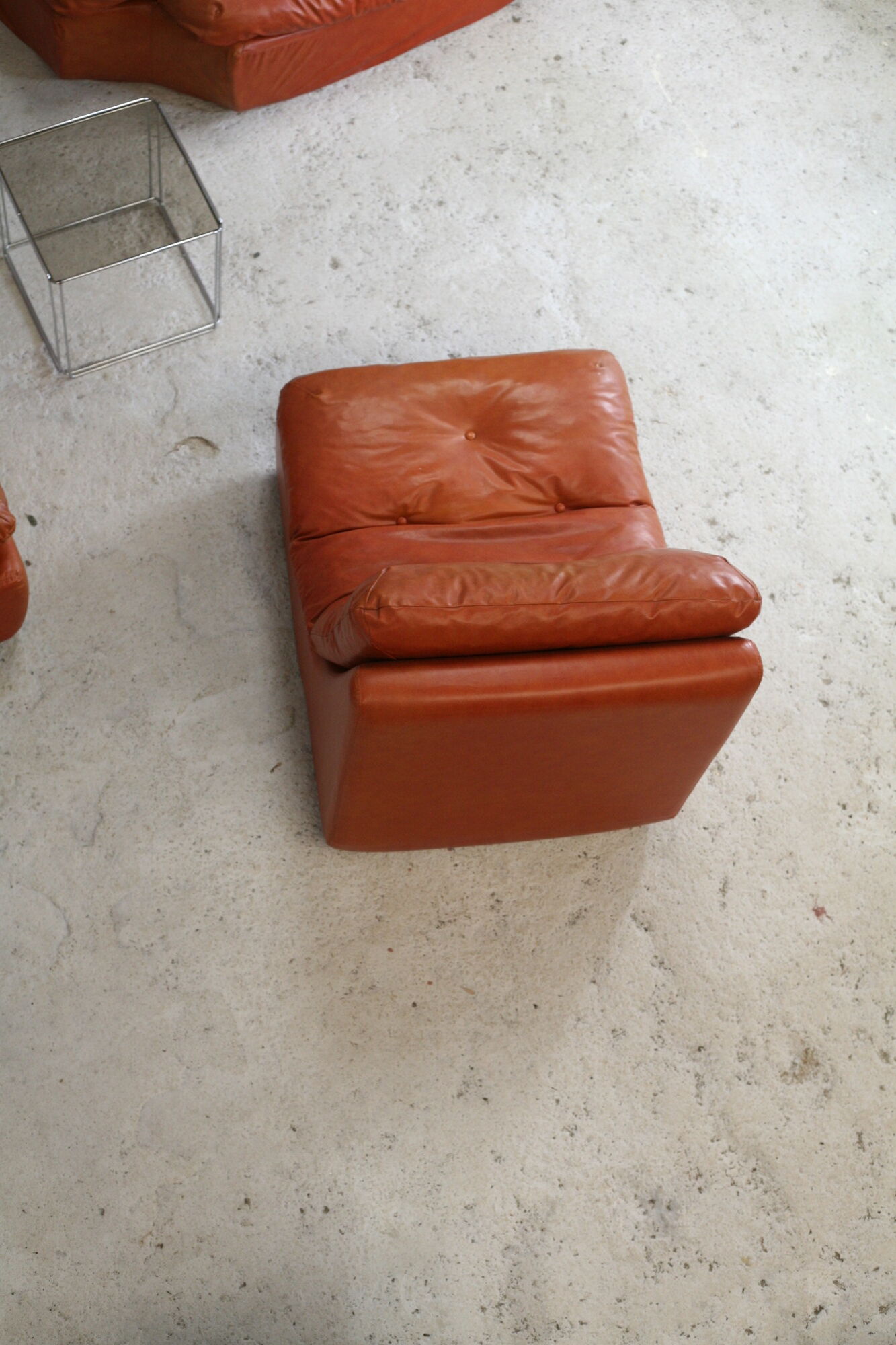 Flexible sofa, orange vinyl and foam, France, circa 1970