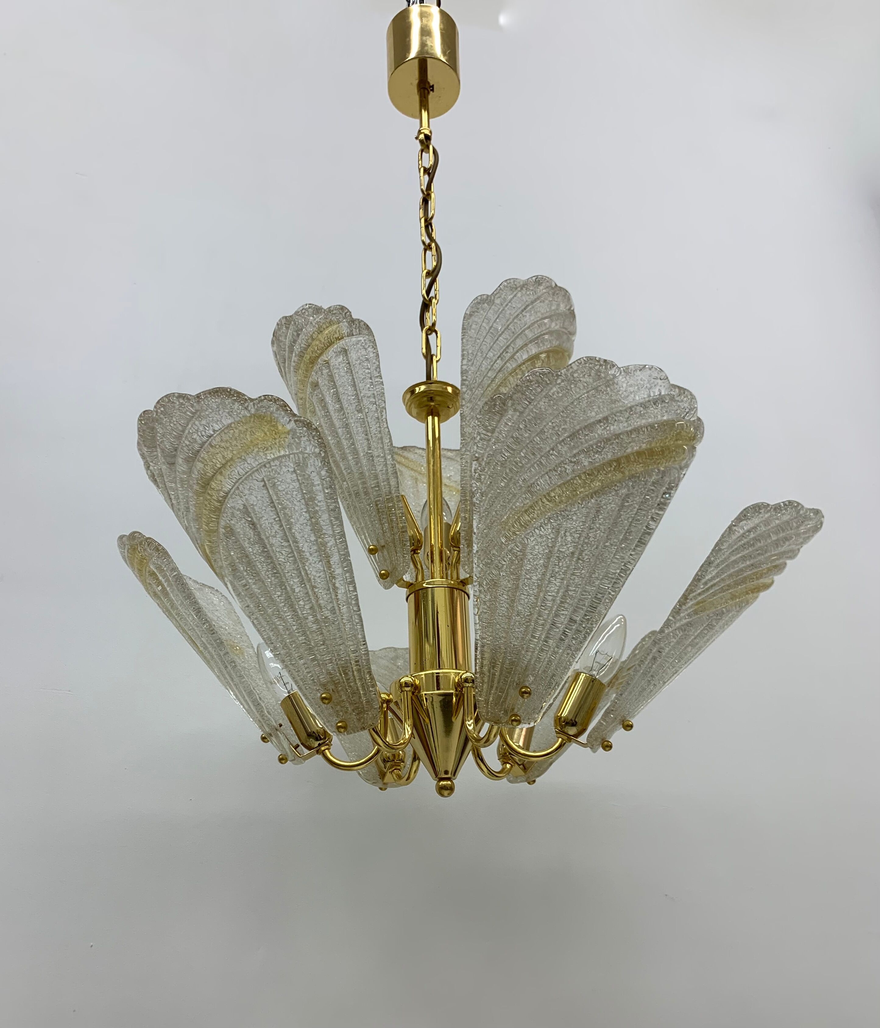 Italian murano glass chandelier hollywood regency design , 1970