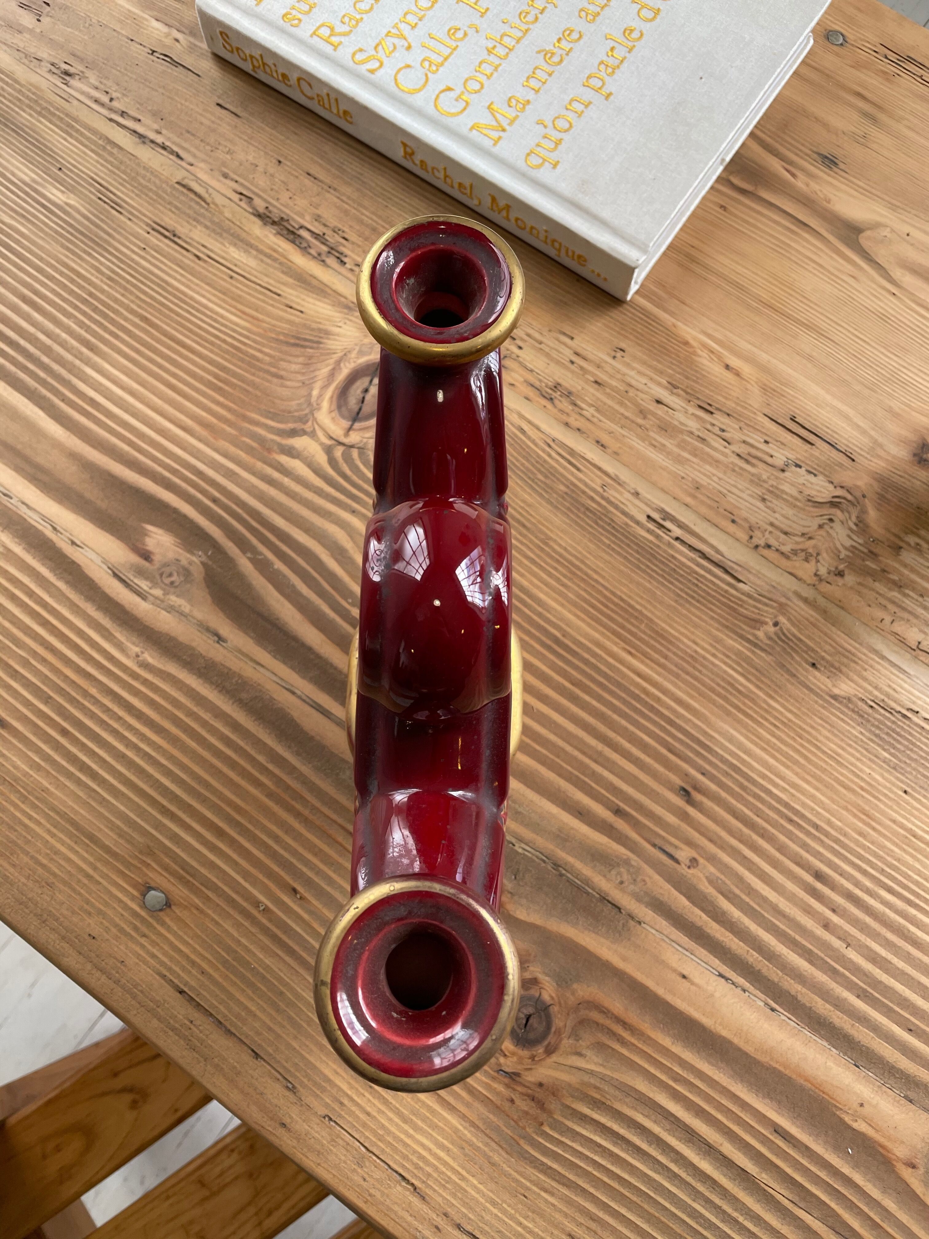Vintage Vallauris red ceramic candlestick