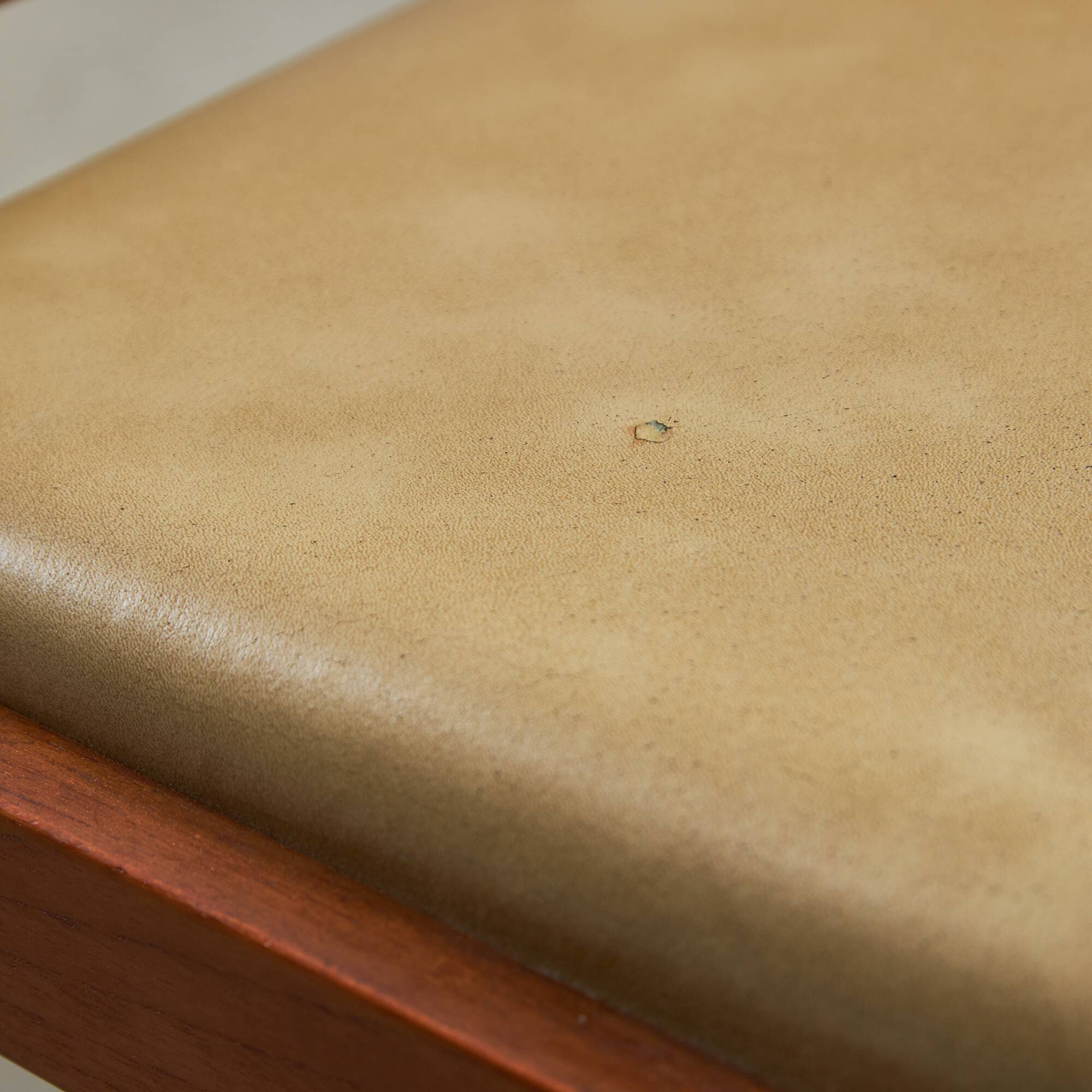 Angular, Teak Wood and Leather Chair with Copper Details, 1970s