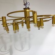 Vintage brass flush mount chandelier, 1970s