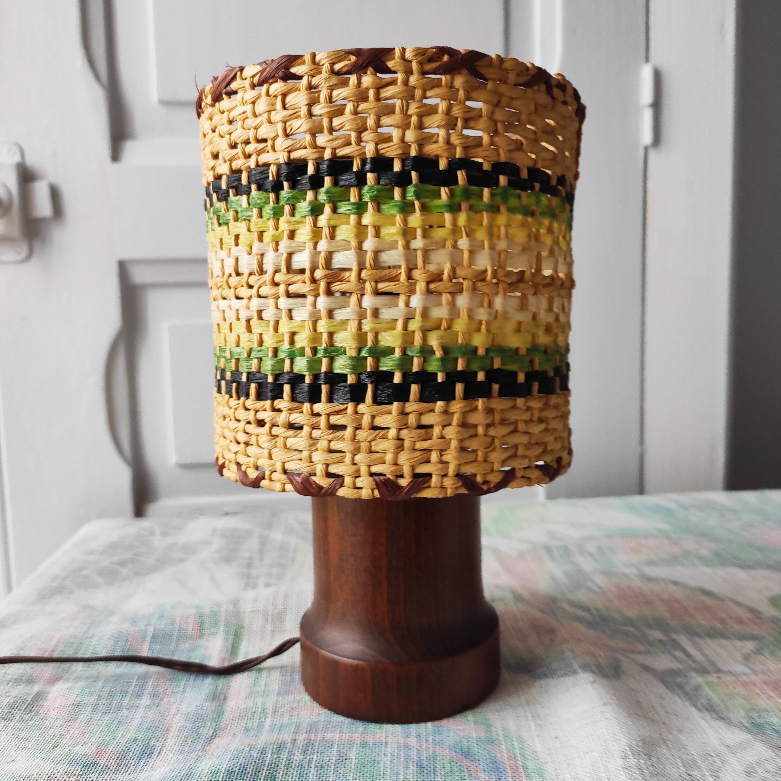 Lampe en bois et raphia, 1965
