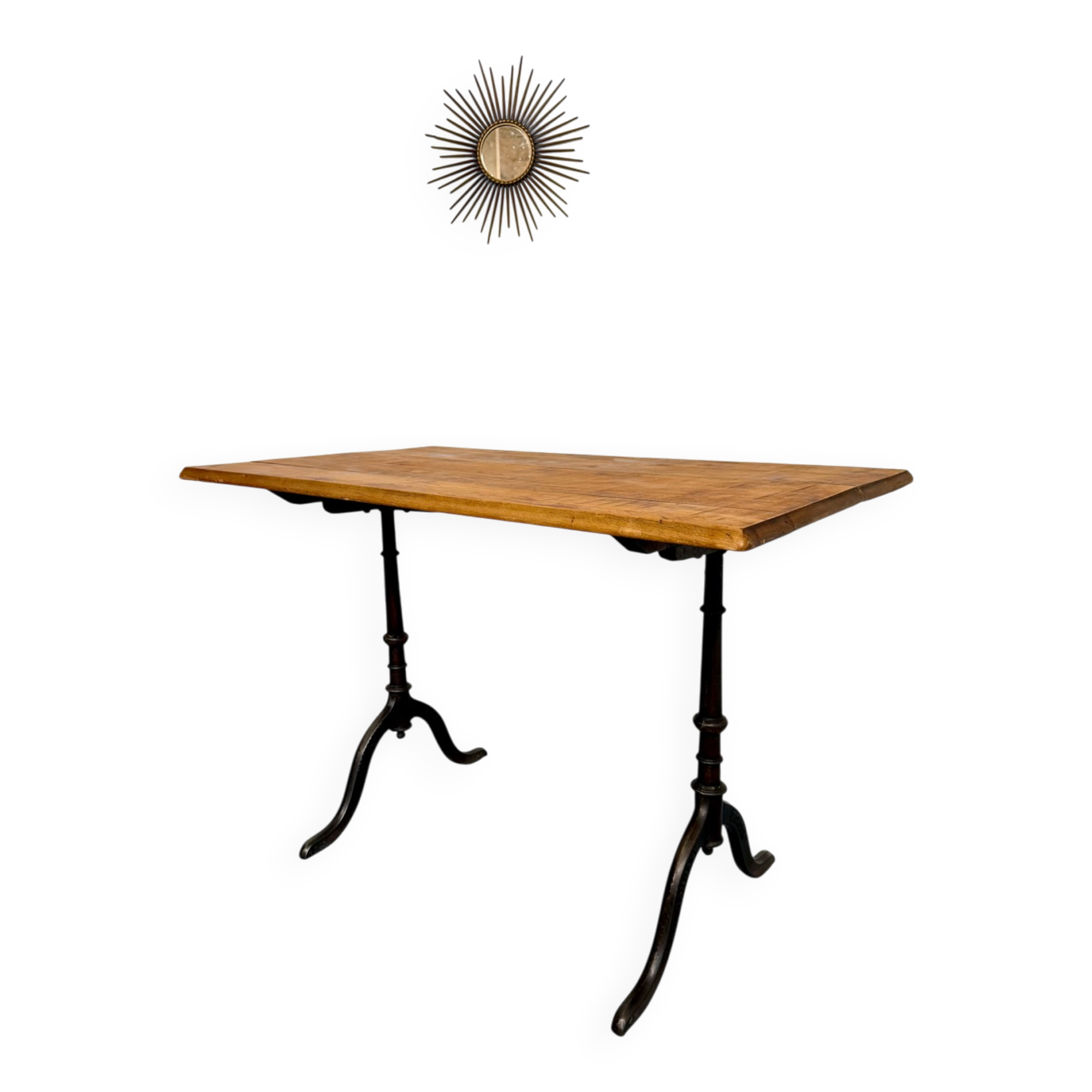 Ancienne table bistrot  Horgen Glarus en bois et fonte début XX eme