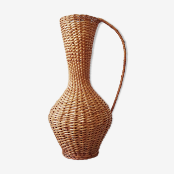 Rattan floor vase