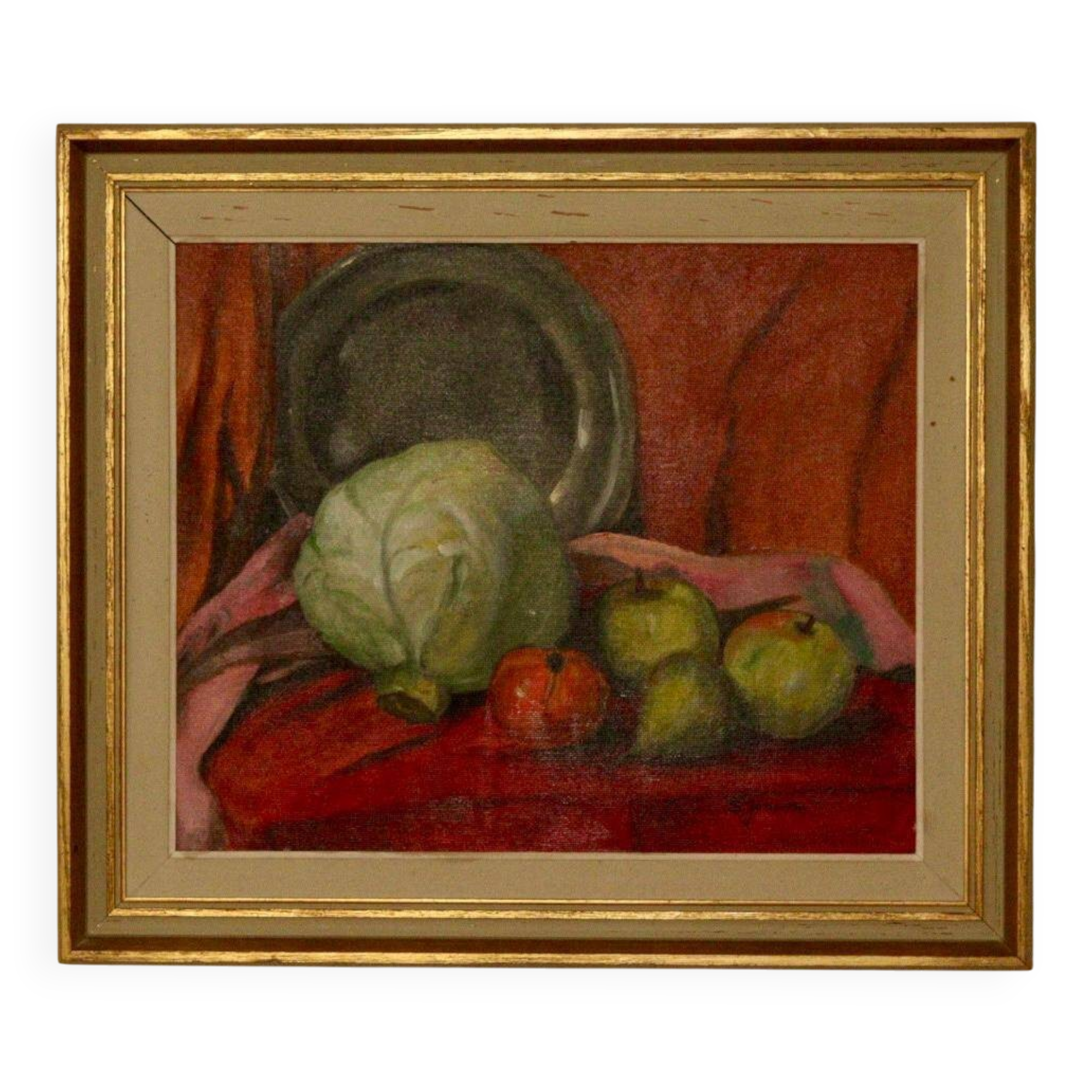 "Still Life with Cabbage and Fruits" by S. Jonsson
