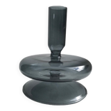 Diabolo design candle holder in vintage smoked glass