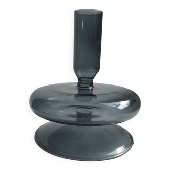 Diabolo design candle holder in vintage smoked glass