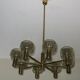 Mid-century 8-arm brass & glass chandelier