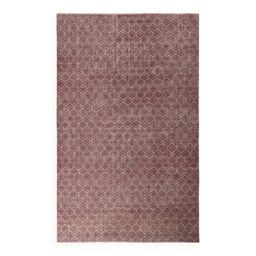 Hand-knotted Vintage Turkish Red Wool Area Rug with Floral Design for Home and Office Decor