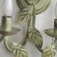 Pair of Vintage Italian Double Wall Lights Leaf Detail Green & Gold Finish