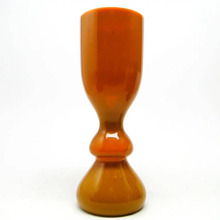 Angel vase, mid-century modern, orange glass, designed by S. Sadowski, Poland, 1970s