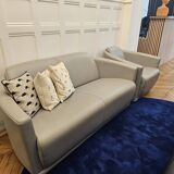 3 seater sofa, 2 seater and an armchair in grey leather Very thick Calia Italia