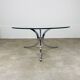 Table basse ronde chrome et verre années 70