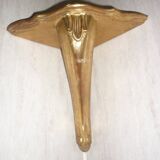 Golden wood corner console shelf