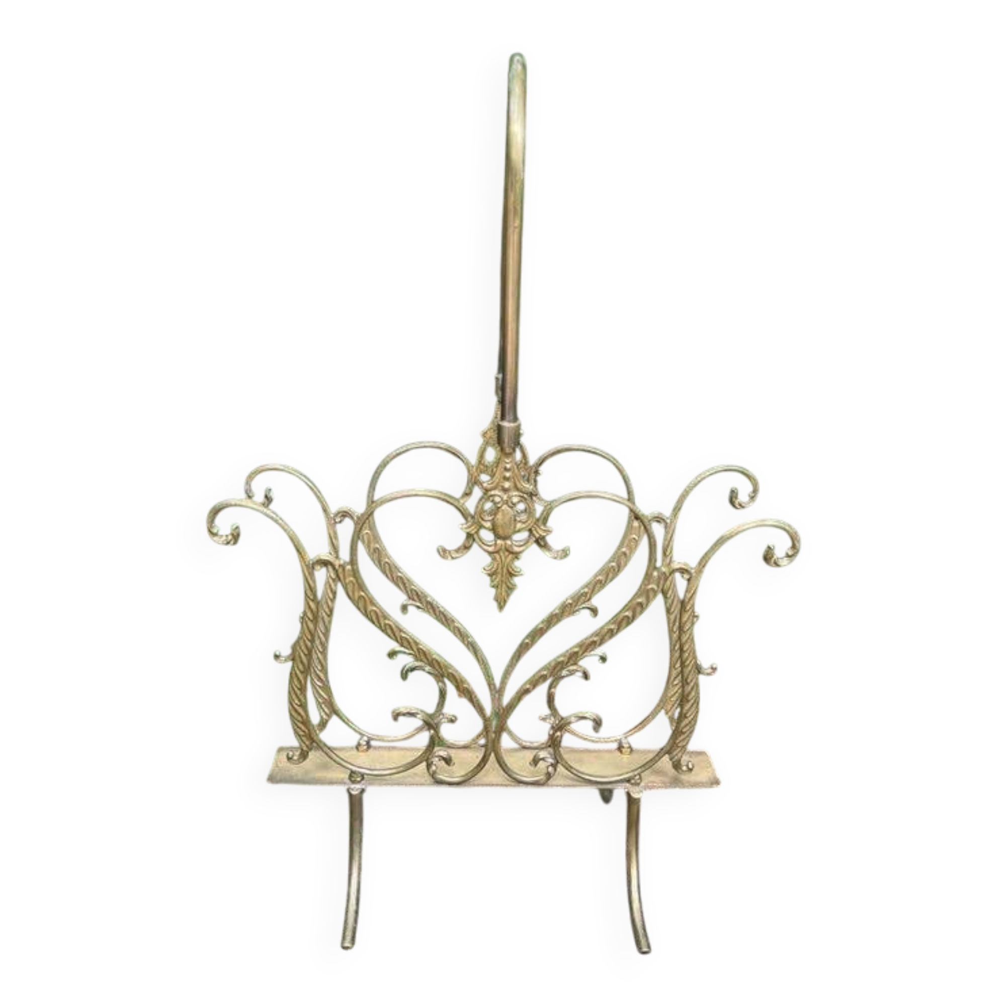 Brass magazine rack in baroque style