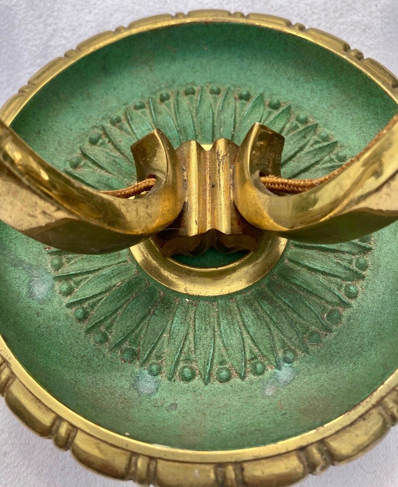 Pair of modernist bronze sconces & vintage crystal balls