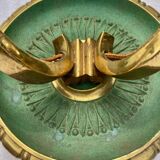 Pair of modernist bronze sconces & vintage crystal balls