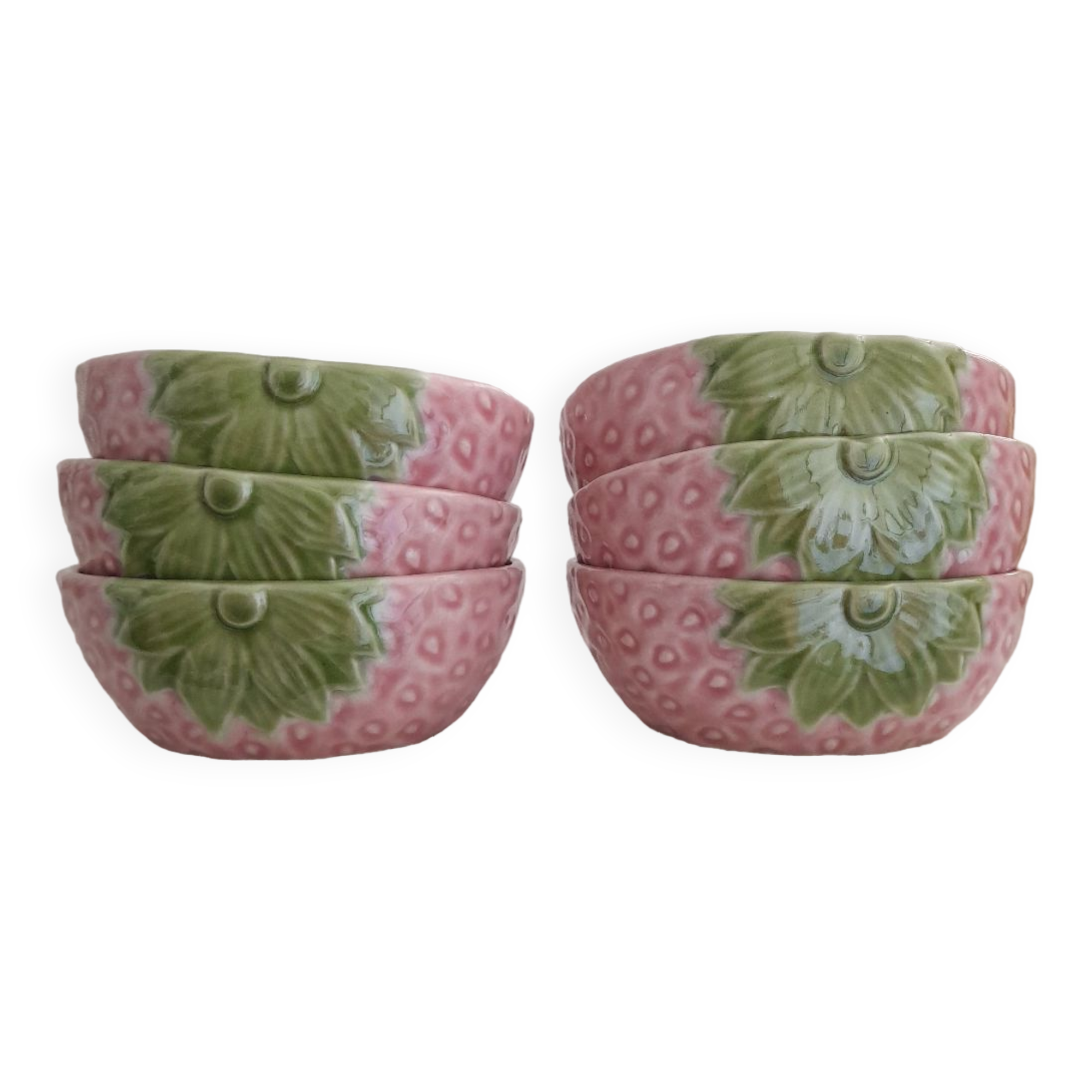 Set of 6 Bordallo Pinheiro strawberry cups