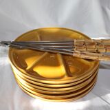 Gien France vintage fondue plates set - forks
