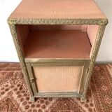 60s pink and gold Lloyd loom bedside table