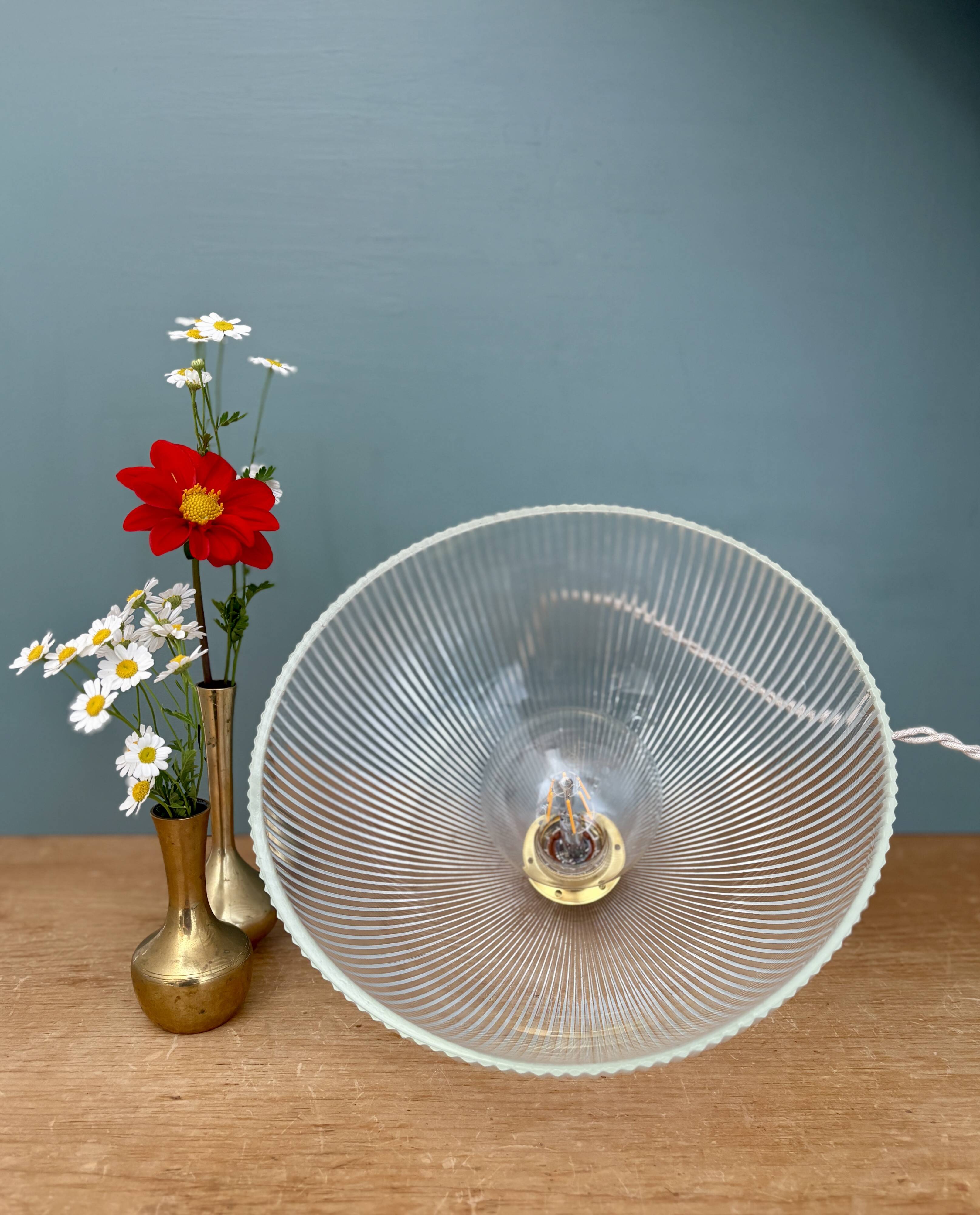 Striped glass pendant light