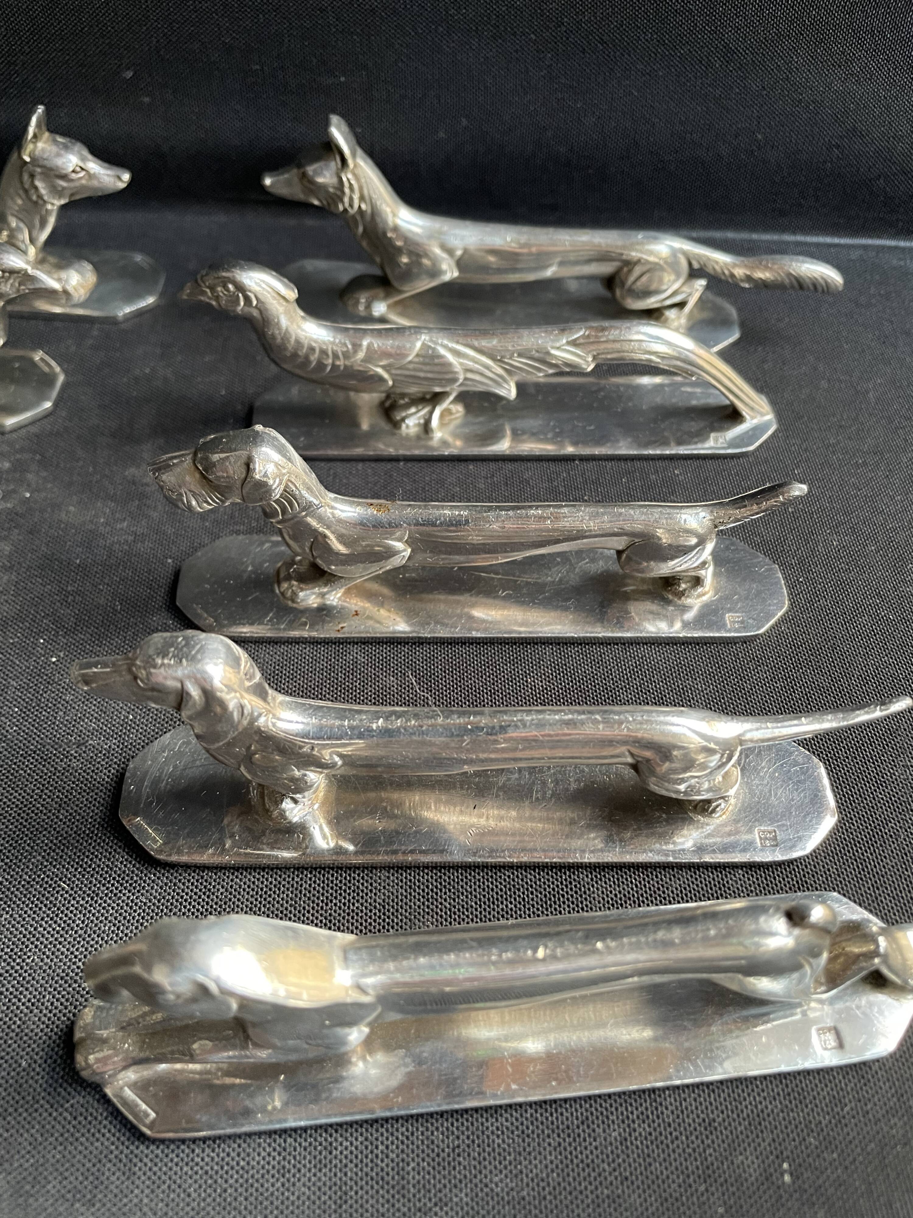 12 “Modern Animals” knife holders – Silvered bronze – Art Deco