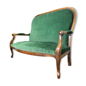 Green velvet bench