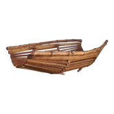 Panier bateau vintage français en bambou | Décor rustique