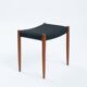 Niel O Moller teak stool 80a with black wool fabric, Denmark, 1960s