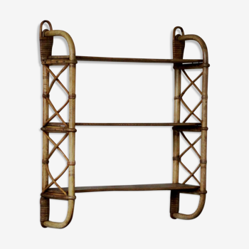 Rattan wall shelf