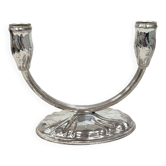 Candélabre à deux bras en style Art Déco, plaqué argent, années 1920/1930.