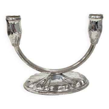 Candélabre à deux bras en style Art Déco, plaqué argent, années 1920/1930.