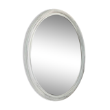 White patinated oval mirror