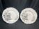 Pair of Hache Jullien plates, fine earthenware, castle decor, early 20th century