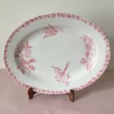 Plat de forme ovale à décors d’oiseaux et de fleurs en faïence d’Onnaing signé en creux