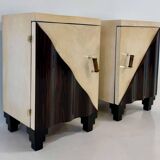 Paire de tables de nuit Art Déco italiennes attribuées à Gaetano Borsani, années 1930.
