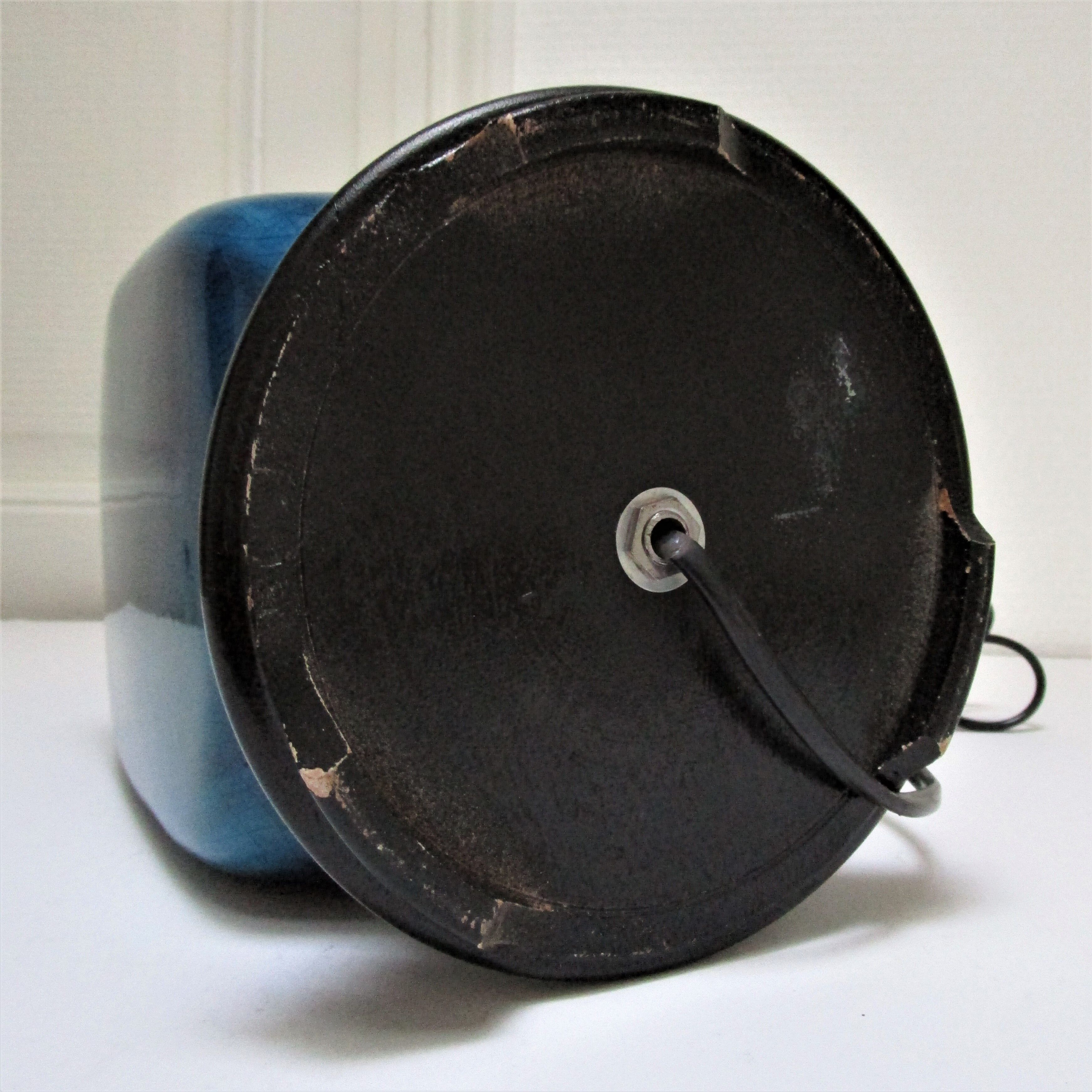 70s cracked blue ceramic lamp