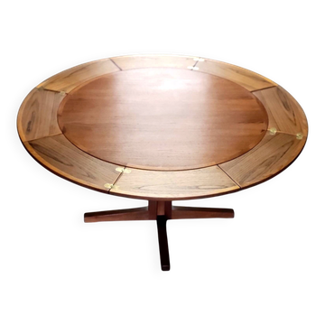 Dyrlund Flip Flap Lotus dining table in teak Denmark 1960