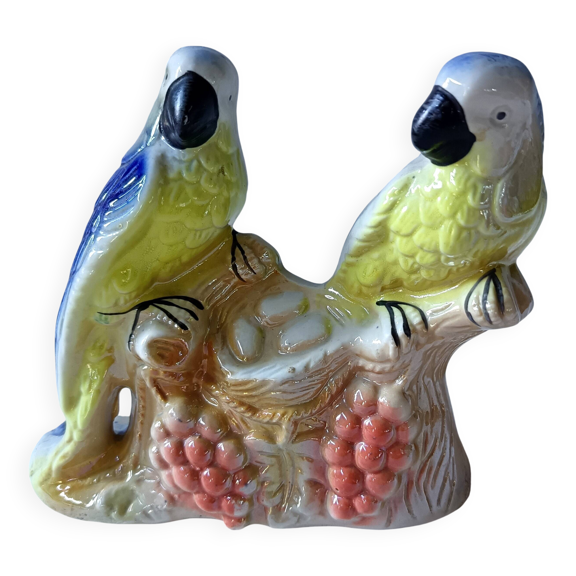 Vintage kitsch iridescent porcelain bird statuette