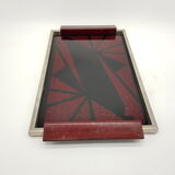 Geometric decor glass tray fixed under glass