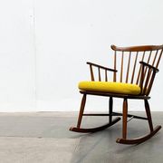 Mid-century rocking chair with new Kvadrat cushion by Børge Mogensen for FDB Møbler, 1960s.