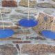 Set of 3 blue enamelled industrial suspensions