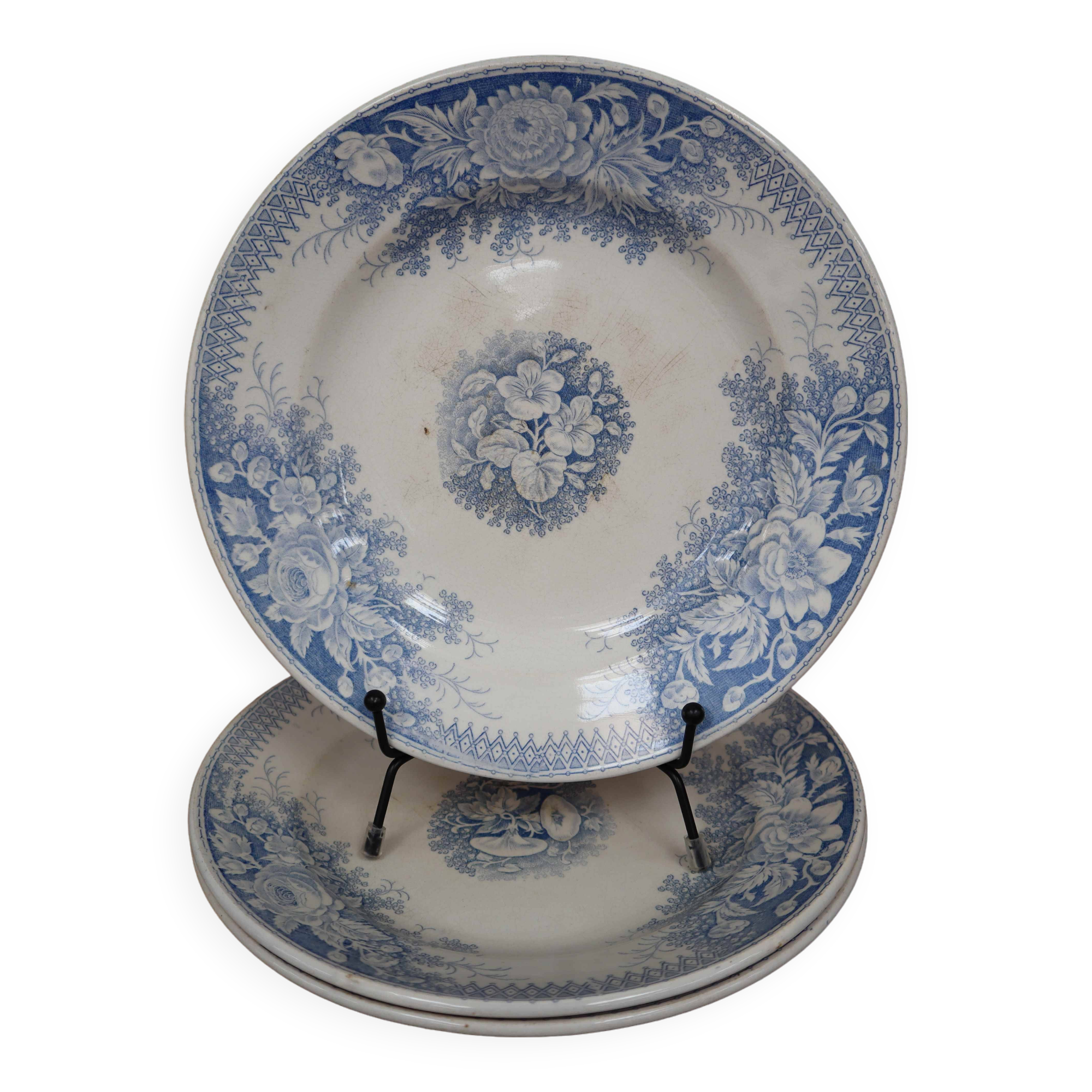 3 deep plates Sarreguemines Jardinière Terre de Fer