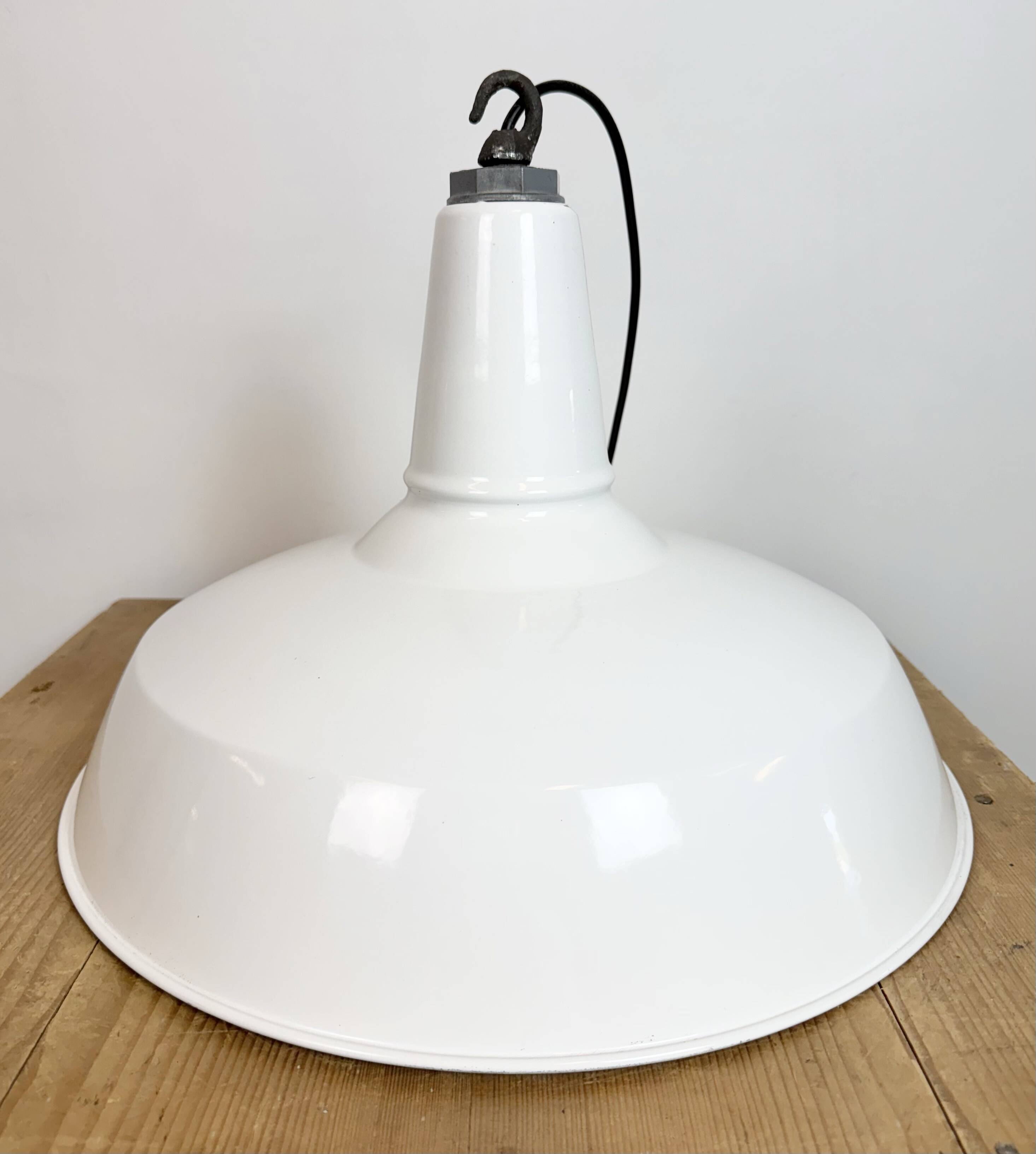 Industrial White Enamel Factory Pendant Lamp from Benjamin USA, 1960s
