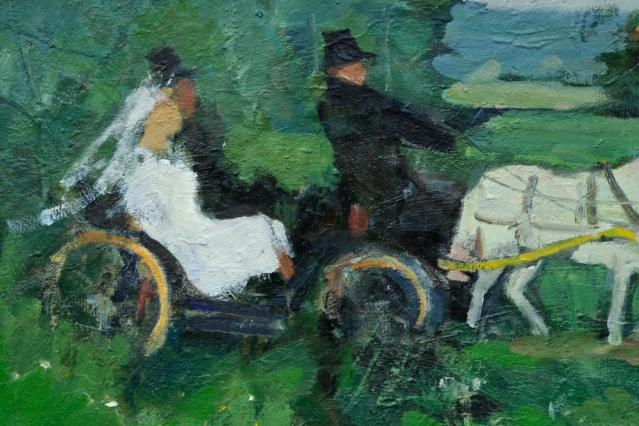 Peinture moderne suédoise 1973 huile sur panneau Ove Olson (1903-1975)