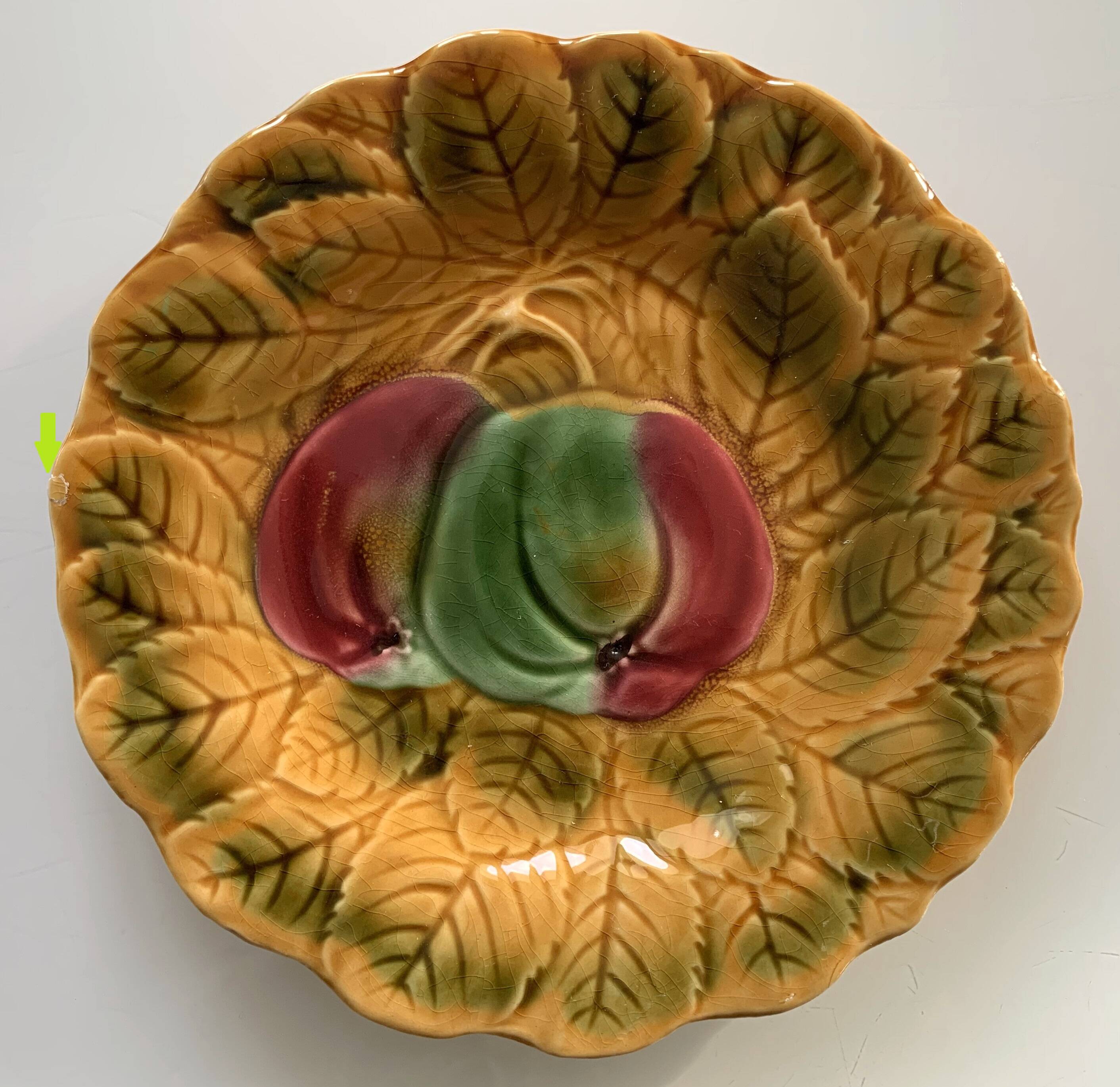 8 old Sarreguemines earthenware slip plates