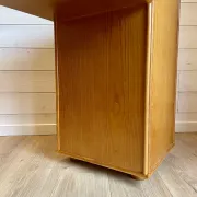 Cane work desk / Rattan glass top 9 drawers shallow depth