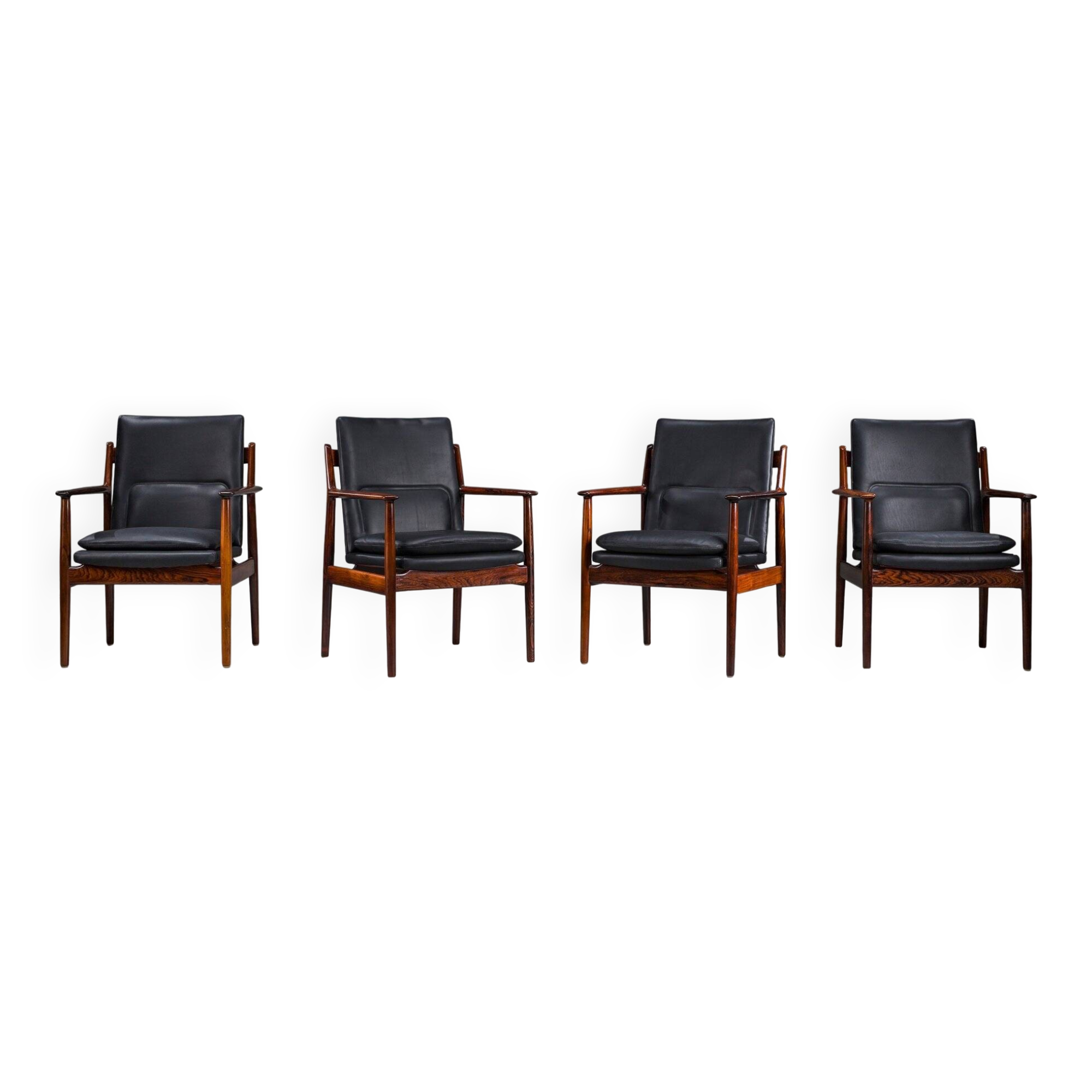 Danish Model 431 armchairs in leather by Arne Vodder for Sibast Møbler, 1960s, set of 4