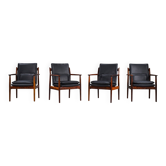 Danish Model 431 armchairs in leather by Arne Vodder for Sibast Møbler, 1960s, set of 4